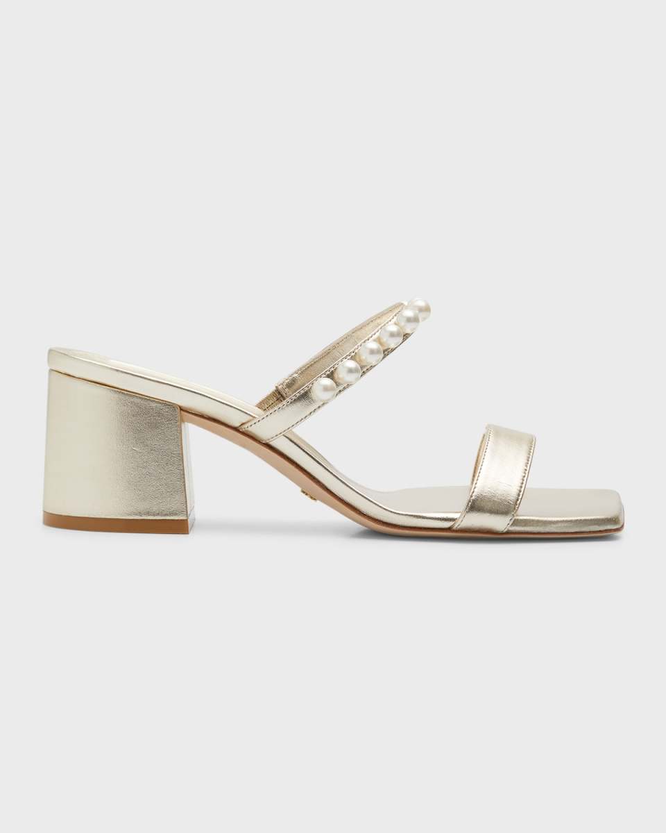 Goldie Pearly Stud Metallic Slide Sandals